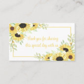 Floral Dank je Waterverf zonnebloemen bruiloft Plaatskaartje (Voorkant)