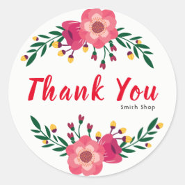 Floral dank u aangepaste naam Business Thanksgivin Ronde Sticker