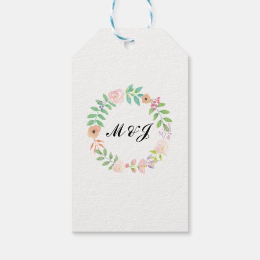 Floral Dank u Label aquarel bruiloft gunst Cadeaulabel (Achterkant)