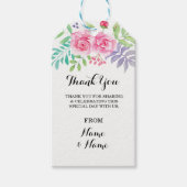 Floral Dank u Label bruiloft gunst aquarel Cadeaulabel (Voorkant)