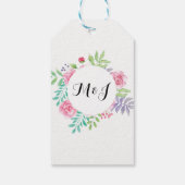 Floral Dank u Label bruiloft gunst aquarel Cadeaulabel (Achterkant)