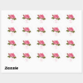 Floral Dank u Roze Rose Bloem Bruiloft Hart Sticker (Vel)