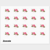 Floral Dank u Roze Rose Bloem Bruiloft Hart Sticker (Vel)