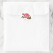 Floral Dank u Roze Rose Bloem Bruiloft Hart Sticker (Tas)