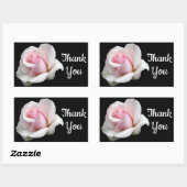 Floral Dank u Roze Rose Bloem Zwart Bruiloft Rechthoekige Sticker (Vel)
