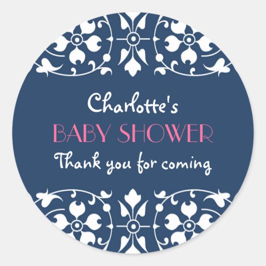  Floral Dank u Sticker in Navy Blue (Voorkant)