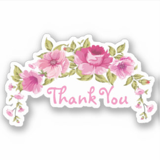 Floral Dank u Sticker Label Favor Stickes