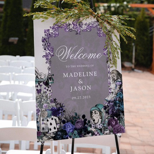 Floral  Dark Alice in Wonderland Wedding Poster