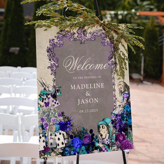 Floral Dark Alice in Wonderland Wedding Poster