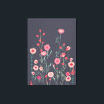 Floral Dark Boho Canvas Afdruk<br><div class="desc">Moderne Bohemen botanciale kunst. boho loste roze bloemschilderij op een donkergrijze achtergrond. Geïnspireerd door wilde bloemen die gezien worden in Plymouth. Originele kunst van Nic Squirrell.</div>