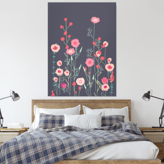 Floral Dark Boho Canvas Afdruk (Insitu (Slaapkamer))