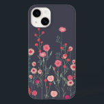 Floral Dark Boho Case-Mate iPhone 14 Hoesje<br><div class="desc">Het schilderen van wilde bloemen die ik zag door een muur in Plymouth.  boho laat roze schilderij op een donkergrijze achtergrond los. Originele kunst van Nic Squirrell.</div>