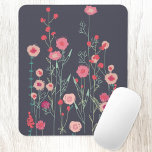 Floral Dark Boho Muismat<br><div class="desc">Moderne Bohemen botanciale kunst.  boho loste roze bloemschilderij op een donkergrijze achtergrond. Originele kunst van Nic Squirrell.</div>