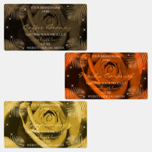 Floral Dark Brown Oranje en Yellow Product Labels