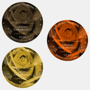 Floral Dark Brown Oranje en Yellow Product Labels