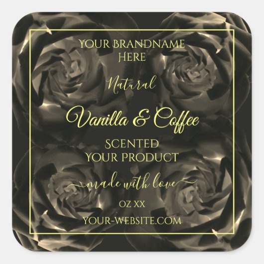 Floral Dark Brown Rozen Product Packaging Labels (Voorkant)