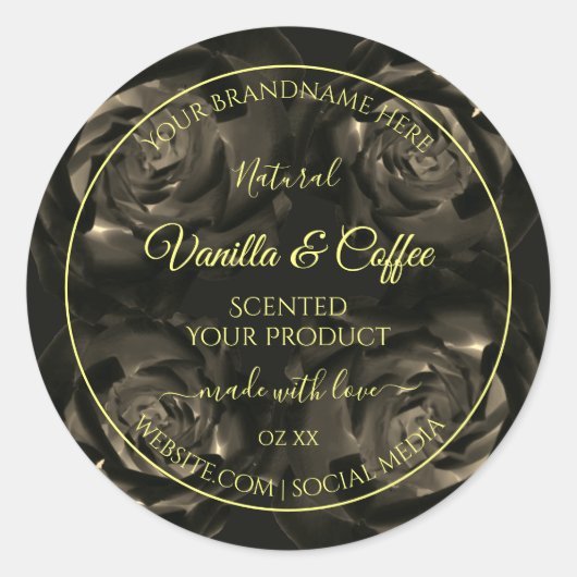 Floral Dark Brown Rozen Product Packaging Labels (Voorkant)