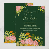 Floral Dark Green Wedding Bedankt Kaart (Voorkant / Achterkant)