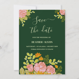 Floral Dark Green Wedding Bedankt Kaart