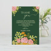 Floral Dark Green Wedding Bedankt Kaart (Staand voorkant)