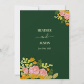 Floral Dark Green Wedding Bedankt Kaart (Achterkant)