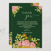 Floral Dark Green Wedding Bedankt Kaart (Voorkant / Achterkant)