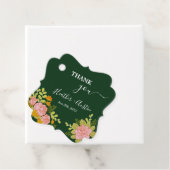 Floral Dark Green Wedding Botanic Bedankjes Labels (In situ)