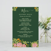 Floral Dark Green Wedding Botanic Decor Menu (Staand voorkant)