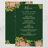 Floral Dark Green Wedding Botanic Decor Menu (Voorkant / Achterkant)