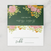Floral Dark Green Wedding Botanic Plaatskaartje (Buitenkant ongevouwen)
