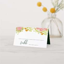 Floral Dark Green Wedding Botanic Plaatskaartje