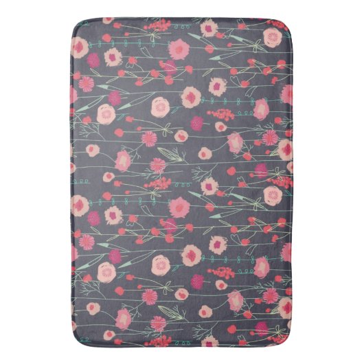 Floral Dark Modern Badmat (Voorkant Verticaal)