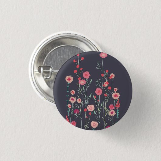 Floral Dark Modern Ronde Button 3,2 Cm (Voorkant /achterkant)