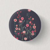 Floral Dark Modern Ronde Button 3,2 Cm (Voorkant)