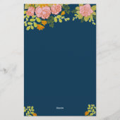Floral Dark Navy Blue Wedding Botanic Decor Menu (Achterkant)