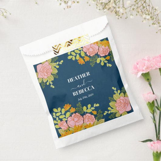 Floral Dark Navy Blue Wedding Botanic Gift Bedankzakje (Gezegeld)