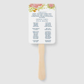 Floral Dark Navy Blue Wedding Botanic Programme Handwaaier (Achterkant)
