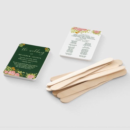 Floral Dark Navy Blue Wedding Botanic Programme Handwaaier (Niet-gemonteerd)