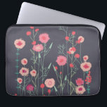 Floral Dark Pattern Laptop Sleeve<br><div class="desc">Moderne Bohemen botanciale kunst.  boho loste roze bloemschilderij op een donkergrijze achtergrond. Originele kunst van Nic Squirrell.</div>