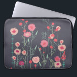 Floral Dark Pattern Laptop Sleeve<br><div class="desc">Moderne Bohemen botanciale kunst.  boho loste roze bloemschilderij op een donkergrijze achtergrond. Originele kunst van Nic Squirrell.</div>