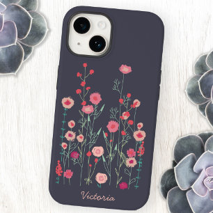 Floral Dark Persoonlijk iPhone 14 Hoesje