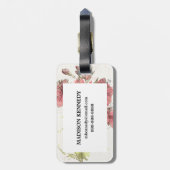 Floral Dark Pink Splash Bagagelabel (Achterkant verticaal)