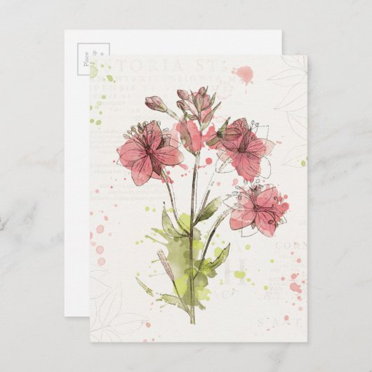 Floral Dark Pink Splash Briefkaart (Voorkant / Achterkant)