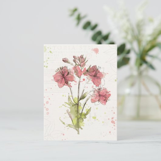 Floral Dark Pink Splash Briefkaart (Staand voorkant)