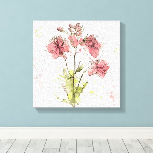 Floral Dark Pink Splash Canvas Afdruk (Insitu (Houten vloer))
