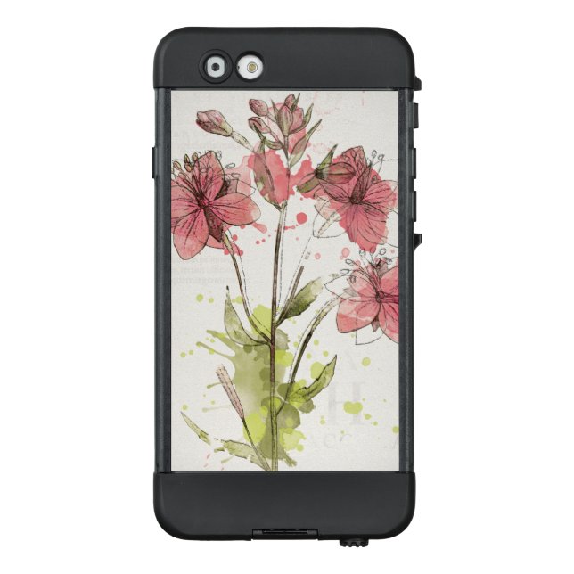 Floral Dark Pink Splash LifeProof iPhone Hoesje (Achterkant)
