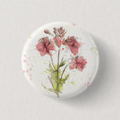 Floral Dark Pink Splash Ronde Button 3,2 Cm (Voorkant)