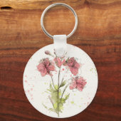 Floral Dark Pink Splash Sleutelhanger (Voorkant)