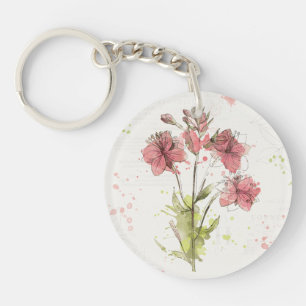 Floral Dark Pink Splash Sleutelhanger