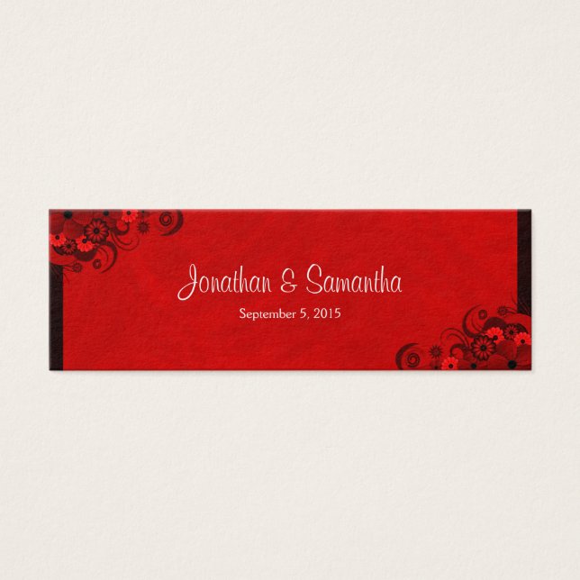 Floral Dark Red Floral Gothic Wedding for Labels Mini Visitekaartjes (Voorkant)